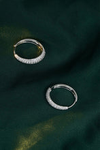 Load image into Gallery viewer, LUOWEND 18K White Gold Real Natural Diamond Hoop Earrings for Women
