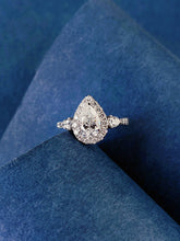 Load image into Gallery viewer, LUOWEND 18K White Gold Natural Diamond Ring for Women
