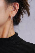 Load image into Gallery viewer, LUOWEND 18K White Gold Real Natural Diamond Hoop Earrings for Women
