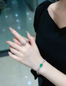 LUOWEND 18K White Gold Natural Diamond Ring for Women