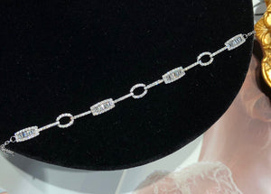 LUOWEND 18K White Gold Real Natural Diamond Bracelet for Women