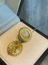 Load image into Gallery viewer, LUOWEND 18K Yellow Gold Natural Diamond Hoop Earrings for Women
