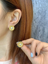 Load image into Gallery viewer, LUOWEND 18K Yellow Gold Natural Diamond Hoop Earrings for Women
