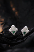 Load image into Gallery viewer, LUOWEND 18K White Gold Real Natural Diamond&amp;Emerald Earrings for Women
