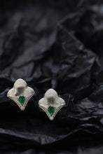 Load image into Gallery viewer, LUOWEND 18K White Gold Real Natural Diamond&amp;Emerald Earrings for Women
