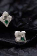 Load image into Gallery viewer, LUOWEND 18K White Gold Real Natural Diamond&amp;Emerald Earrings for Women
