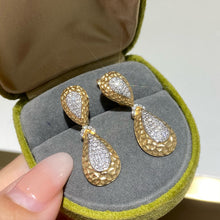 Load image into Gallery viewer, LUOWEND 18K White+Yellow Gold Natural Diamond Earrings for Women
