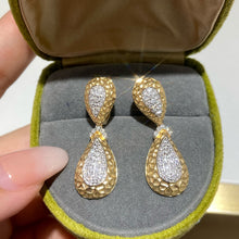 Load image into Gallery viewer, LUOWEND 18K White+Yellow Gold Natural Diamond Earrings for Women
