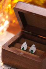 Load image into Gallery viewer, LUOWEND 18K White Gold Real Natural Diamond&amp;Emerald Earrings for Women
