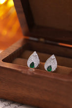 Load image into Gallery viewer, LUOWEND 18K White Gold Real Natural Diamond&amp;Emerald Earrings for Women
