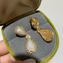 Load image into Gallery viewer, LUOWEND 18K White+Yellow Gold Natural Diamond Earrings for Women
