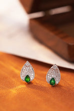 Load image into Gallery viewer, LUOWEND 18K White Gold Real Natural Diamond&amp;Emerald Earrings for Women
