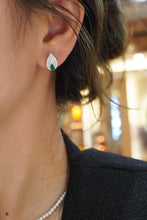 Load image into Gallery viewer, LUOWEND 18K White Gold Real Natural Diamond&amp;Emerald Earrings for Women
