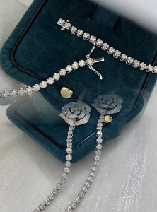 LUOWEND 18K White Gold Real Natural Diamond Bracelet for Women