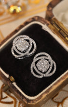 Load image into Gallery viewer, LUOWEND 18K White Gold Real Natural Diamond Stud Earrings for Women
