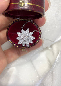 LUOWEND 18K White Gold Real Natural Diamond Pendant Necklace for Women