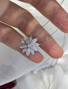 LUOWEND 18K White Gold Real Natural Diamond Pendant Necklace for Women