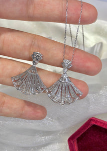 LUOWEND 18K White Gold Real Natural Diamond Pendant Necklace for Women
