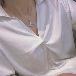 LUOWEND 18K White Gold Real Natural Diamond Pendant Necklace for Women