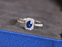 Load image into Gallery viewer, LUOWEND 18K White Gold Natural Sapphhire Ring for Women
