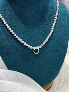 LUOWEND 18K White Gold Real Natural Diamond Necklace for Women