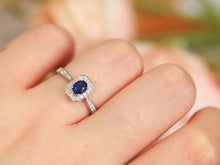 Load image into Gallery viewer, LUOWEND 18K White Gold Natural Sapphhire Ring for Women
