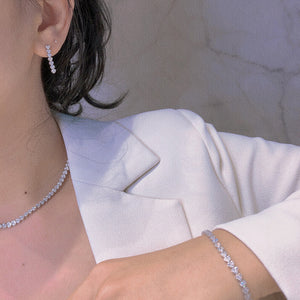 LUOWEND 18K White Gold Real Natural Diamond Necklace for Women