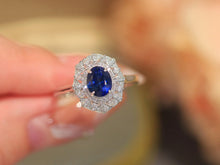 Load image into Gallery viewer, LUOWEND 18K White Gold Natural Sapphire Ring for Women
