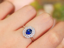 Load image into Gallery viewer, LUOWEND 18K White Gold Natural Sapphire Ring for Women
