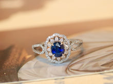 Load image into Gallery viewer, LUOWEND 18K White Gold Natural Sapphire Ring for Women
