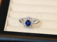 Load image into Gallery viewer, LUOWEND 18K White Gold Natural Sapphire Ring for Women
