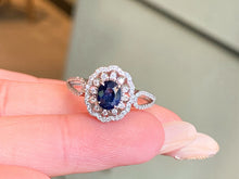 Load image into Gallery viewer, LUOWEND 18K White Gold Natural Sapphire Ring for Women
