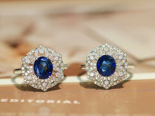 Load image into Gallery viewer, LUOWEND 18K White Gold Natural Sapphire Ring for Women
