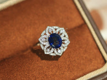 Load image into Gallery viewer, LUOWEND 18K White Gold Natural Sapphire Ring for Women
