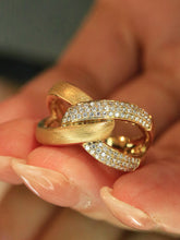 Load image into Gallery viewer, LUOWEND 18K Yellow Gold Fine Jewelry Real Natural Diamond Ring for Women
