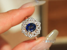 Load image into Gallery viewer, LUOWEND 18K White Gold Natural Sapphire Ring for Women
