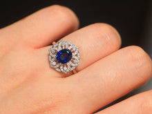 Load image into Gallery viewer, LUOWEND 18K White Gold Natural Sapphire Ring for Women
