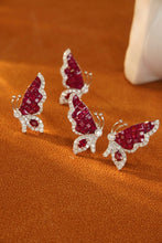 Load image into Gallery viewer, LUOWEND 18K White Gold Real Natural Ruby and Diamond Earrings for Women
