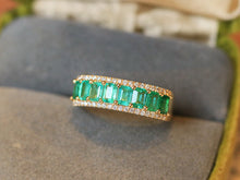 Load image into Gallery viewer, LUOWEND 18K Yellow Gold Natural Emerald Ring for Women
