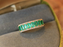 Load image into Gallery viewer, LUOWEND 18K Yellow Gold Natural Emerald Ring for Women
