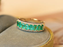 Load image into Gallery viewer, LUOWEND 18K Yellow Gold Natural Emerald Ring for Women
