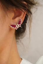 Load image into Gallery viewer, LUOWEND 18K White Gold Real Natural Ruby and Diamond Earrings for Women

