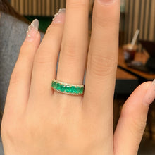 Load image into Gallery viewer, LUOWEND 18K Yellow Gold Natural Emerald Ring for Women
