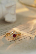 Load image into Gallery viewer, LUOWEND 18K Yellow Gold Real Natural Diamond&amp;Ruby Ring for Women
