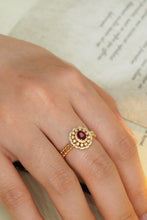Load image into Gallery viewer, LUOWEND 18K Yellow Gold Real Natural Diamond&amp;Ruby Ring for Women
