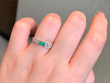 Load image into Gallery viewer, LUOWEND 18K White Gold Natural Emerald Ring for Women
