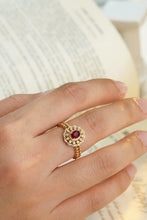Load image into Gallery viewer, LUOWEND 18K Yellow Gold Real Natural Diamond&amp;Ruby Ring for Women
