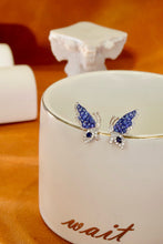 Load image into Gallery viewer, LUOWEND 18K White Gold Real Natural Diamond and Sapphire Earrings for Women
