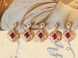 LUOWEND 18K Rose Gold Natural Ruby Necklace for Women
