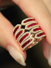 Load image into Gallery viewer, LUOWEND 18K Yellow Gold Fine Jewelry Natural Ruby Ring for Women
